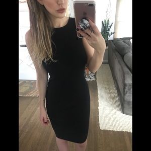 Ribbed midi dress with high neck cut